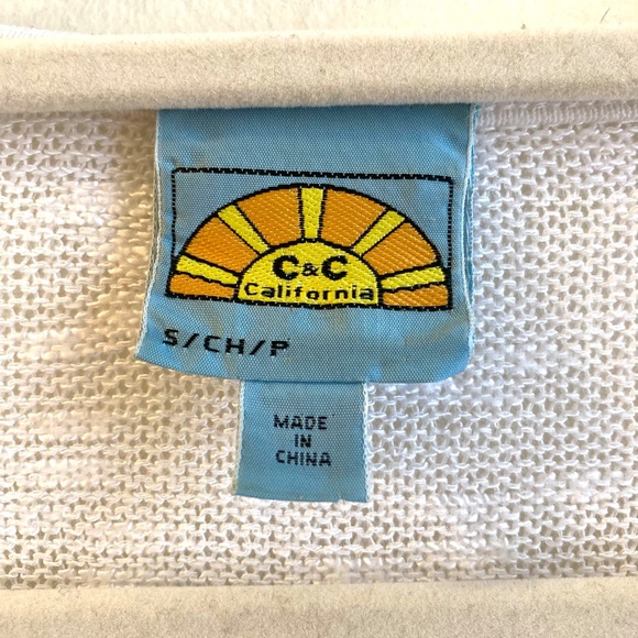 C&C California White Lightweight Short Sleeve Sweater Lagenlook - Picture 7 of 8